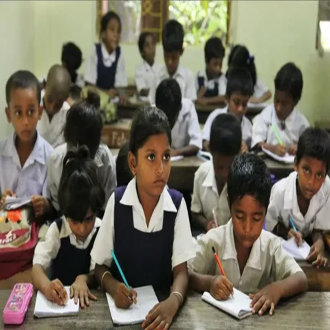 Modern school building with spacious classrooms and green surroundings